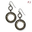 Black-plated Black Crystal Circle Drop Earrings