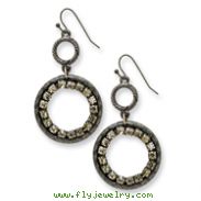 Black-plated Black Crystal Circle Drop Earrings