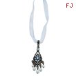 Black-Plated Blue Crystal Blue Glass Pearl Organza 15