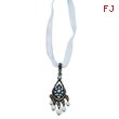 Black-Plated Blue Crystal Blue Glass Pearl Organza 15