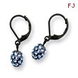 Black-plated Blue Crystal Fireball Leverback Earrings