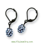 Black-plated Blue Crystal Fireball Leverback Earrings