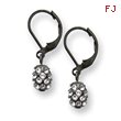 Black-plated Clear Crystal Fireball Leverback Earrings