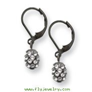 Black-plated Clear Crystal Fireball Leverback Earrings