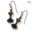 Black-plated Dark Brown Crystal Bead Drop Earrings