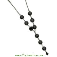 Black-Plated Faceted Jet Bead Bezel Drop Y 16'' Necklace