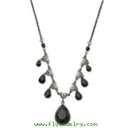 Black-Plated Faceted Jet Bead Multi Teardrop 16" Necklace