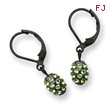 Black-plated Green Crystal Fireball Leverback Earrings