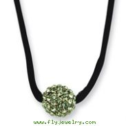 Black-plated Green Crystal Fireball On 16in Wise Extension Satin Cord Necklace