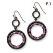 Black-plated Light & Dark Pink And Purple Crystal Circle Drop Earrings
