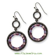 Black-plated Light & Dark Pink And Purple Crystal Circle Drop Earrings