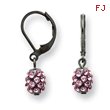 Black-plated Pink Crystal Fireball Leverback Earrings