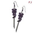 Black-plated Purple Crystal Bead Cluster Drop Earrings