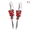 Black-plated Red Crystal Beaded Cluster Drop Earrings