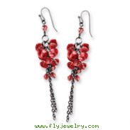 Black-plated Red Crystal Beaded Cluster Drop Earrings