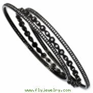 Black-plated Sterling Silver CZ Three Bangle Set