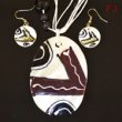 Black,Brown and White Oval Shaped Necklace and Earrings Set