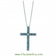 Blue & white diamond cross necklace