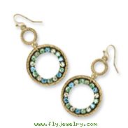 Brass-tone Blue, Green & Yellow Crystal Circle Drop Earrings