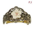 Brass-tone Ivory Rose Ponytail Holder