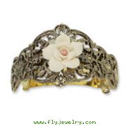 Brass-tone Ivory Rose Ponytail Holder