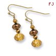 Brass-tone Light Brown Beaded Drop Earrings