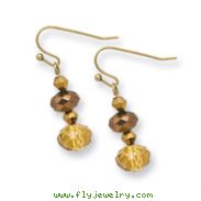 Brass-tone Light Brown Beaded Drop Earrings