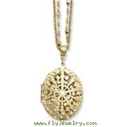 Brass-tone Oval Locket on 16" Double Chain Necklace