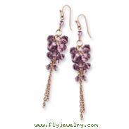 Brass-tone Purple Crystal Bead Cluster Drop Earrings