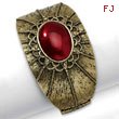 Brass-tone Red Crystal Hinged Cuff Bangle