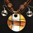 Brown and Black Necklace and Earrings Set