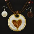 Brown Heart Mother of Pearl Necklace and Earrings Set