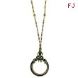 Burnished Brass-Tone Olivine Green Crystal Magnifying Glass 30