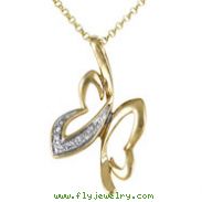 Butterfly Lightweight Yellow Gold Diamond Necklace