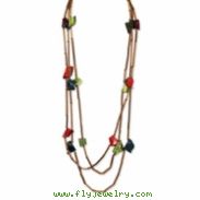 Capiz Shell, Bamboo & Acrylic Bead Slip-on Necklace