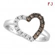 Champagne & White Diamond Heart Ring