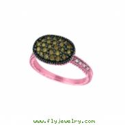 Champagne & white diamond oval shape ring