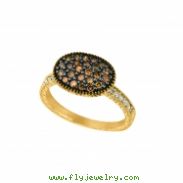 Champagne & white diamond oval shape ring