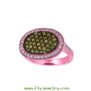 Champagne & white diamond oval shape ring
