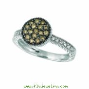 Champagne & white diamond round ring