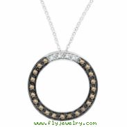 Champagne Diamond Circle Necklace Pendant