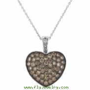 Champagne diamond large heart necklace