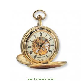 Charles Hubert 14k Gold-plated White Dial with Date Pocket Watch