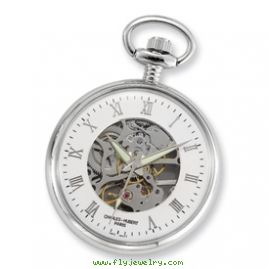 Charles Hubert Chrome-finish Off-White Ceramic Dial Pocket Watch