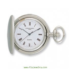 Charles Hubert Satin Chrome-finish Off White Dial Pocket Watch