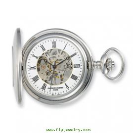 Charles Hubert Solid Stainless Steel White Dial Pocket Watch