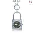 Charles Hubert Swarovski Crystal Black Dial Lock Pendant Watch