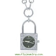 Charles Hubert Swarovski Crystal Black Dial Lock Pendant Watch