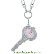 Charles Hubert Swarovski Crystal Pink Dial Key Pendant Watch