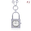 Charles Hubert Swarovski Crystal White Dial Lock Pendant Watch